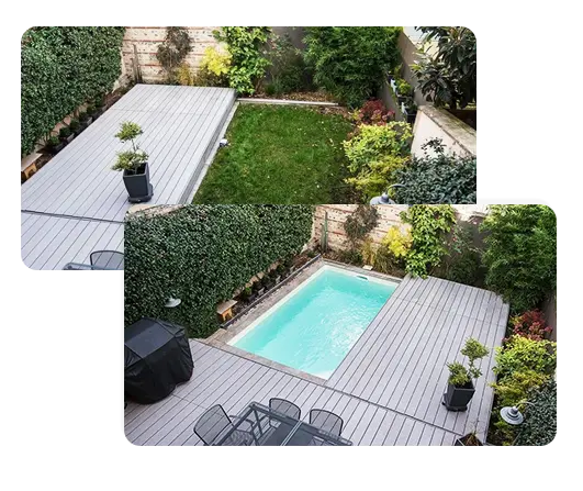 Fond mobile Pooldeck piscine transformée en terrasse bois | Neo Pool & Spa