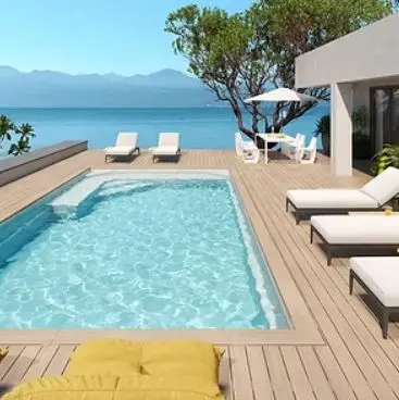 Piscine enterrée polyester Émeraude avec grande banquette immergée – gamme Neomoon Neopool