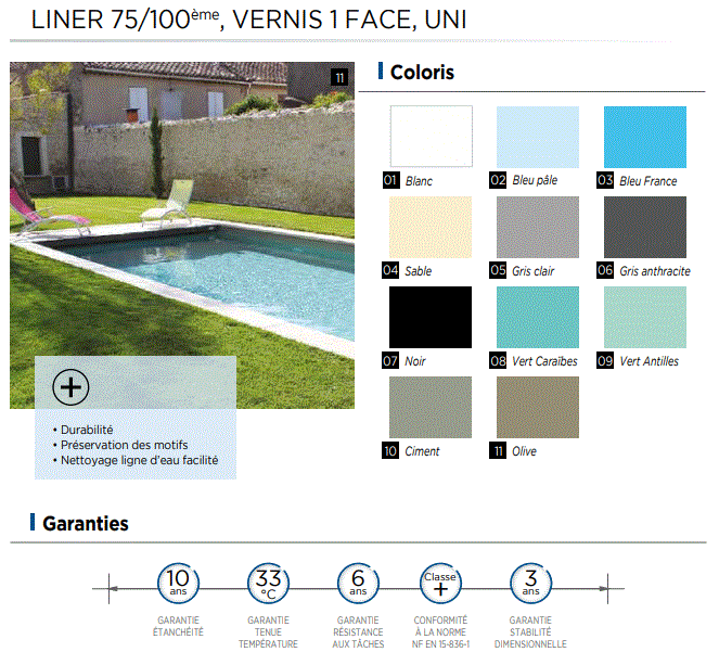 liner 75/100° sur mesure, le m²