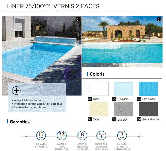 liner 75/100° sur mesure, le m²