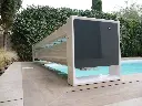 Neo LE BANC - Volet piscine hors sol automatique avec habillage design