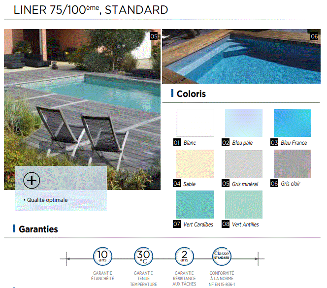 liner 75/100° sur mesure, le m²